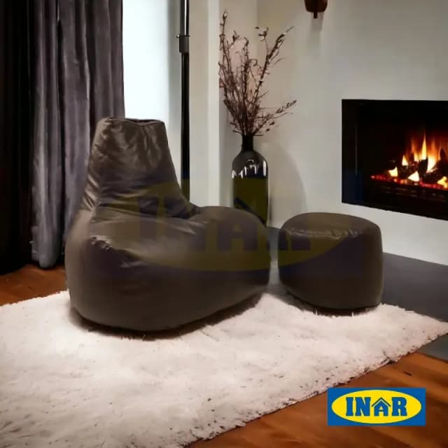 High Back Comfy Bean Bag Leatherite with Foot Rest