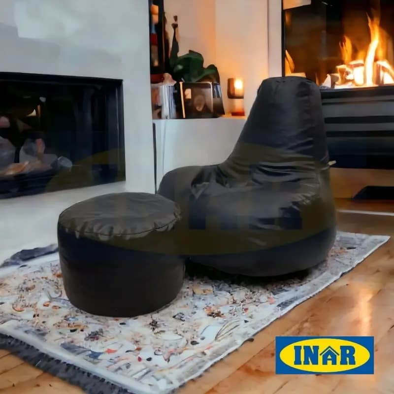 High Back Comfy Bean Bag Leatherite with Foot Rest