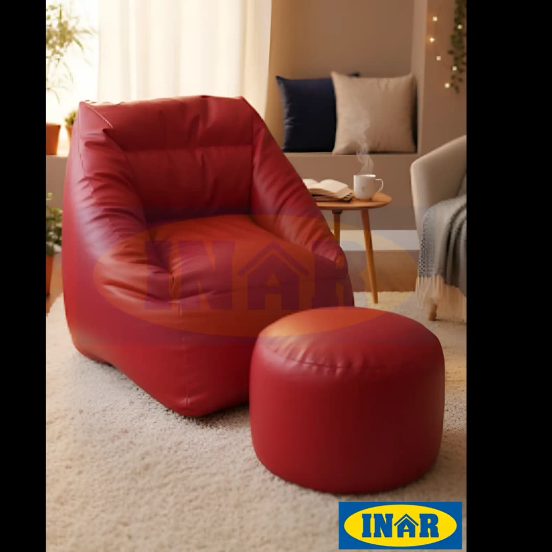 Sofa Leatherite Bean bag with Foot Rest