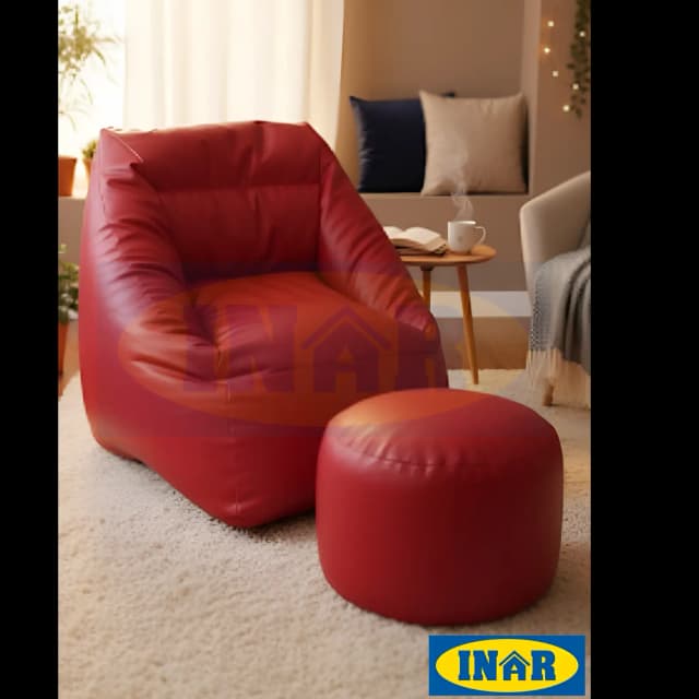 Sofa Leatherite Bean bag with Foot Rest